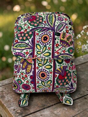 Vera‎ Bradley Ribbons Pattern Quilted Cotton Backpack